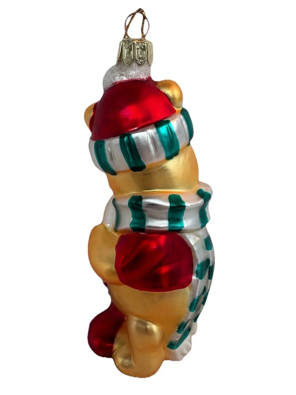 DISNEY Pooh Bear Vintage  CHRISTMAS Ornament Mouth Hand Blown Pooh with Stocking